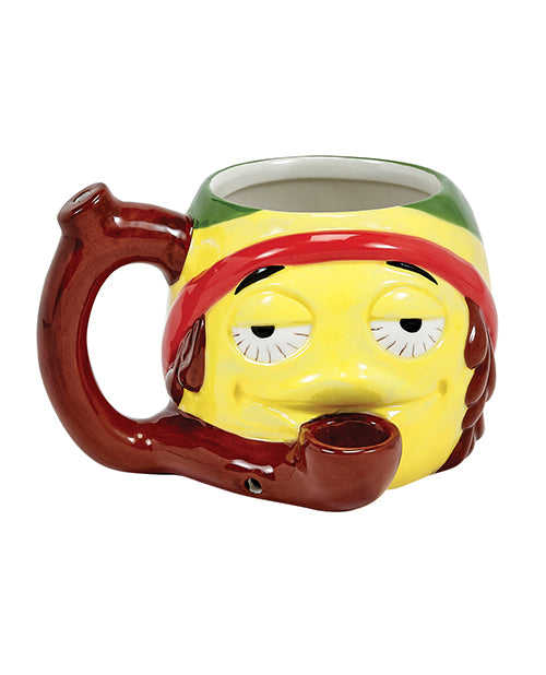 Fashioncraft novelty mug ceramic Rasta emoji design built-in pipe for coffee and tobacco experience