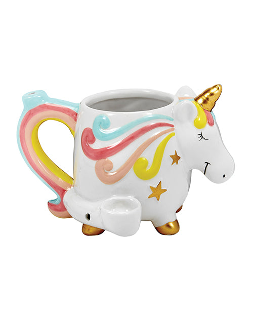 Fashioncraft Unicorn Novelty Mug with Ceramic Pipe and Gold Accents for Enjoyable Coffee and Tobacco Mornings