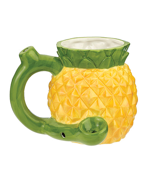 Fashioncraft Pineapple Novelty Mug Ceramic Pipe Hand-Painted 3D Design for Unique Adult Drinkware