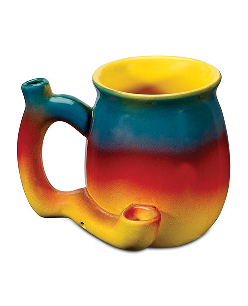 Fashioncraft novelty ceramic mug with built-in smoking pipe and sunset colors for morning coffee and tobacco enjoyment