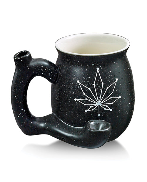 Fashioncraft novelty mug black roast and toast with leaf constellation pipe for stylish smoking and coffee enjoyment