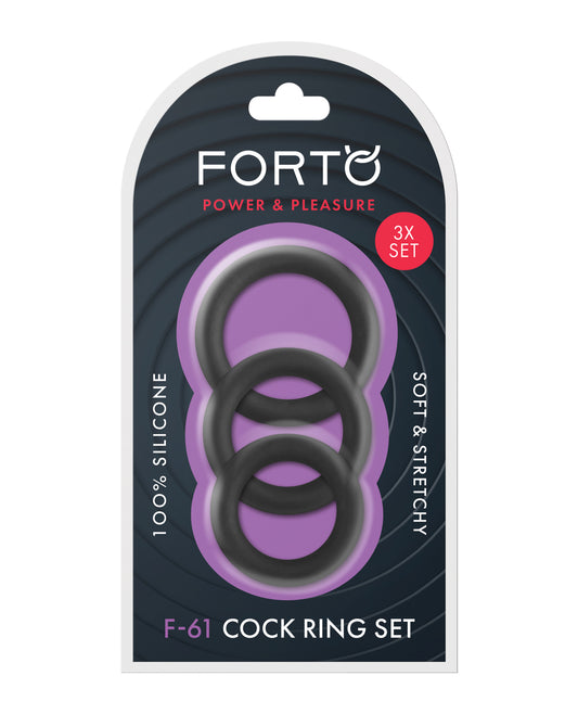 Forto Penis Enhancement 3 Piece Silicone Cock Ring Set Flexible Sizes for Comfortable Stamina Support