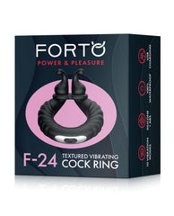 Forto F-24 Textured Vibrating Cock Ring - Black