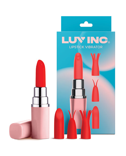Luv Inc. Stimulators Lipstick Vibrator Interchangeable Silicone Heads Waterproof for Discreet Stimulation