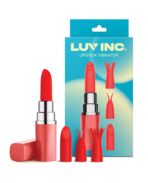 Luv Inc. Stimulator Lipstick Vibrator with Interchangeable Silicone Heads and Waterproof Design for Discreet Pleasure