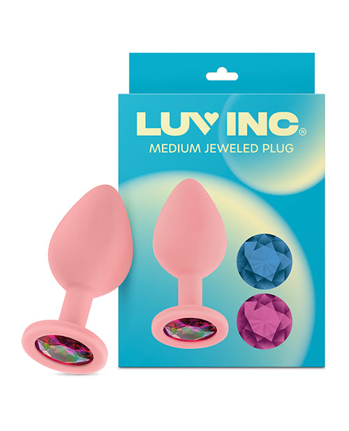 Luv Inc. Silicone Butt Plug with Interchangeable Light Pink Jewels for Customizable Anal Play