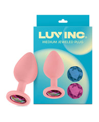 Luv Inc. Silicone Butt Plug with Interchangeable Light Pink Jewels for Customizable Anal Play