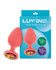 Luv Inc. silicone butt plug with interchangeable jewels and large size for versatile anal pleasure
