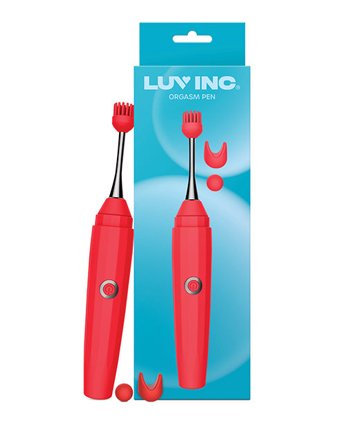 Luv Inc. Stimulator Red Orgasm Pen with Three Attachments and Waterproof Design for Versatile Pleasure