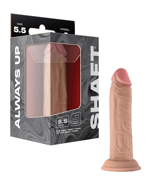 Shaft Model J Flexskin 5.5-inch Liquid Silicone Dong in Pine color with dual-layer construction and anatomical detailing for realistic sensations