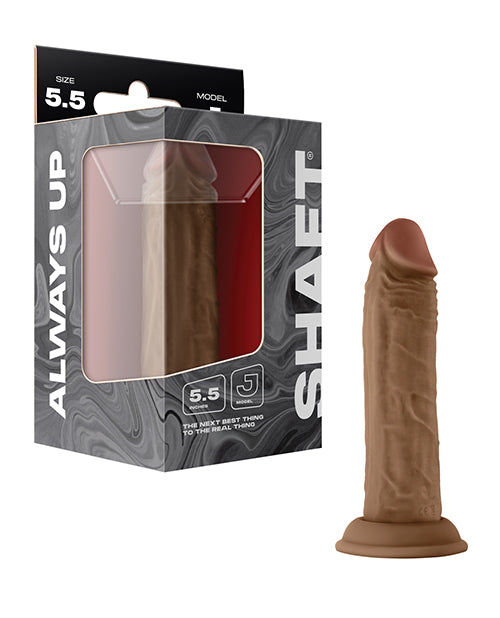 Shaft Model J Flexskin 5.5-inch Liquid Silicone Dong in Oak color with dual-layer construction and realistic detailing for authentic pleasure