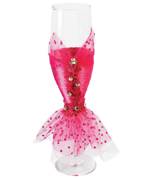 Bride to Be Bachelorette Party Champagne Glass Dress with Pink Lace Trim for Wedding Celebration Décor