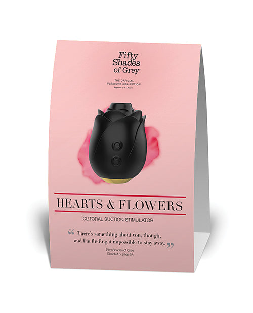 Fifty Shades of Grey Tent Card Bilingual Hearts & Flowers Design for Retail Promotion