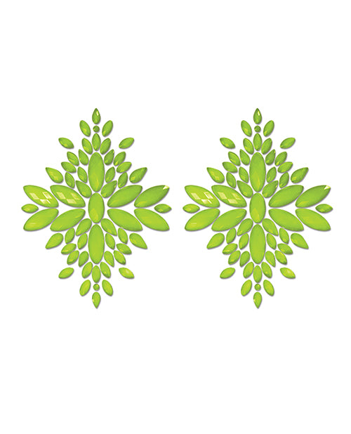 Glow by Fantasy Lingerie Pasties Neon Green Crystal UV Reactive Single Use for Party Outfits