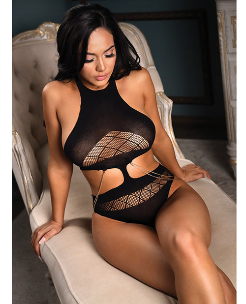 Vixen by Fantasy Lingerie Teddy with Seamless Design and Removable Chain Accents for Comfortable Allure