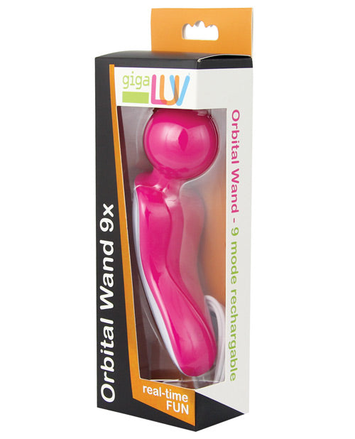 GigaLuv Orbital Wand 9x Rechargeable Vibrator with 9 Modes – Pink