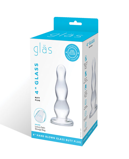 Glas Anal Products Clear Glass Butt Plug with Graduated Bulbs and Tapered Tip for Comfortable Anal Play