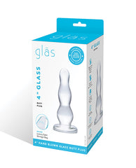 Glas Anal Products Clear Glass Butt Plug with Graduated Bulbs and Tapered Tip for Comfortable Anal Play