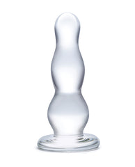 Glas 4-Inch Clear Glass Butt Plug with Graduated Bulbs for Anal Play