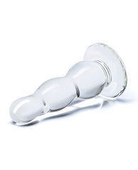 Glas 4-Inch Clear Glass Butt Plug with Graduated Bulbs for Anal Play
