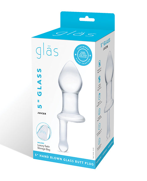 Glas Anal Product Clear Glass Juicer with Rotary Handle and Thick Plates for Smooth Spinning Stimulation