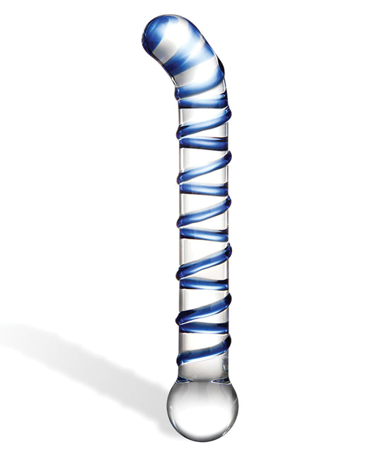 Glas Mr. Swirly 6.5" Glass Dildo with Blue Swirl Ergonomic Design