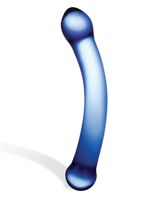 Glas 6-Inch Curved G-Spot Glass Dildo with Enlarged Head – Blue