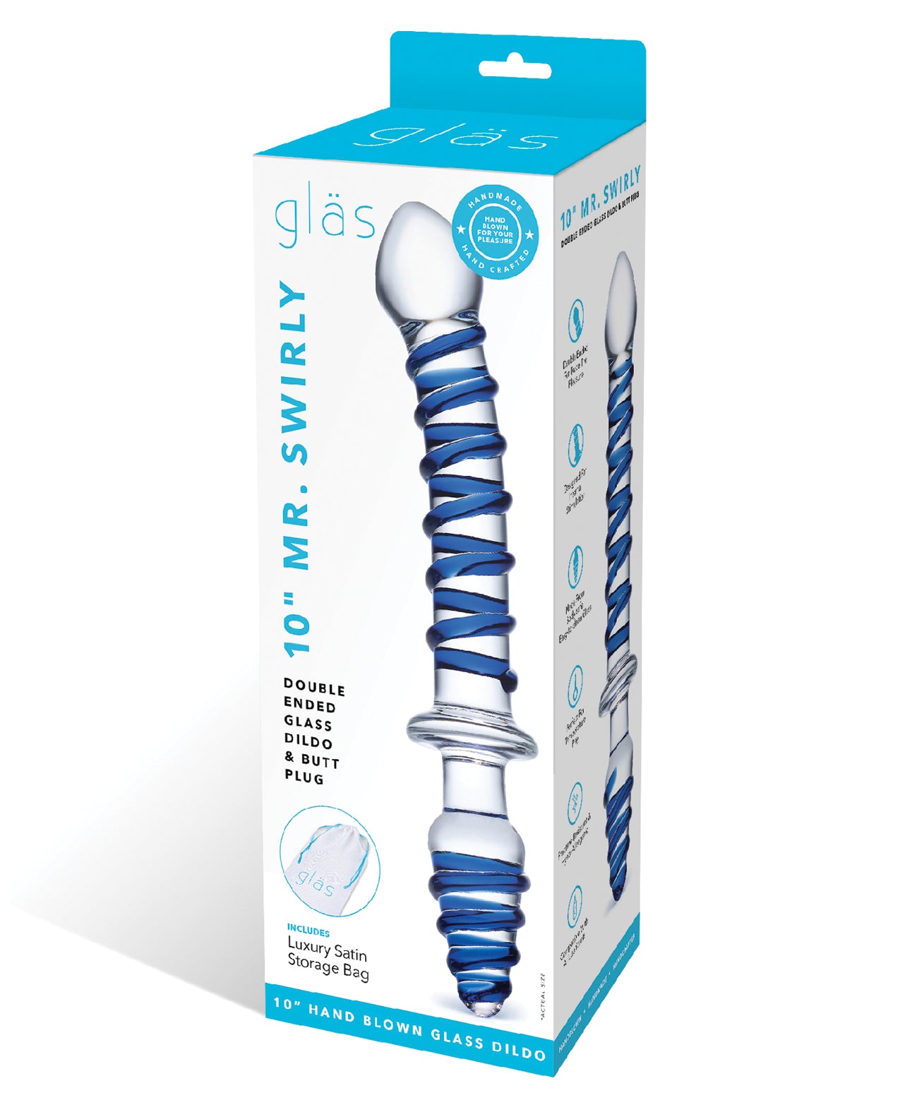 Glas Double Ended Glass Dildo Swirled Ridges Pointed Tips for Internal Stimulation