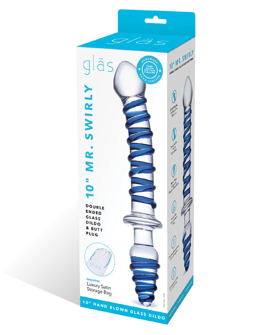 Glas Double Ended Glass Dildo Swirled Ridges Pointed Tips for Internal Stimulation