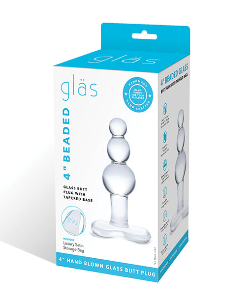 Glas Beaded Glass Butt Plug with Tapered Base and Graduated Beads for Comfortable Anal Play