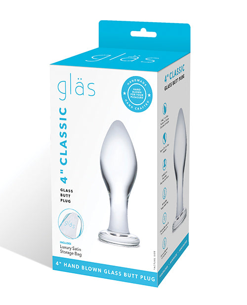 Glas Anal Plug Clear Glass Tapered Shape Flared Base for Beginner-Friendly Anal Play