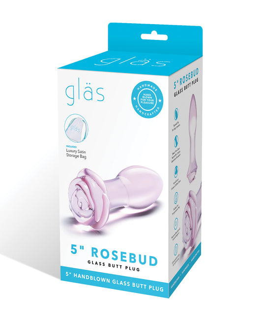 Glas Glass Butt Plug Tapered Tip Rose-Shaped Base for Comfortable Beginner Anal Play