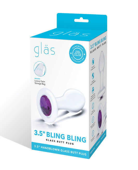 Glas Anal Products 3.5 Inch Glass Butt Plug with Jewel Base for Beginner Backdoor Play