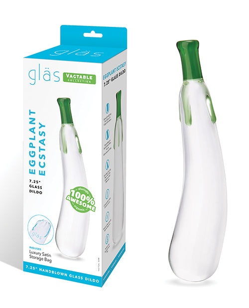 Glas 7.25" Dildo Eggplant Ecstasy – Artistic Glass Dildo with Curved Design