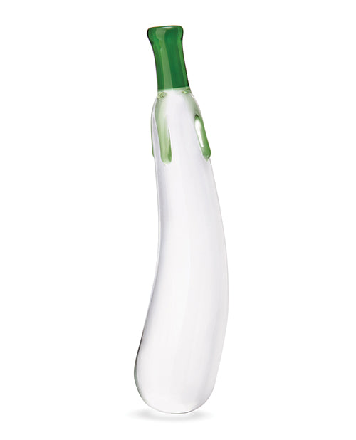 Glas 7.25" Dildo Eggplant Ecstasy – Artistic Glass Dildo with Curved Design