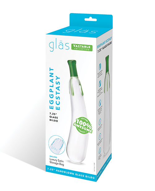 Glas 7.25" Dildo Eggplant Ecstasy – Artistic Glass Dildo with Curved Design