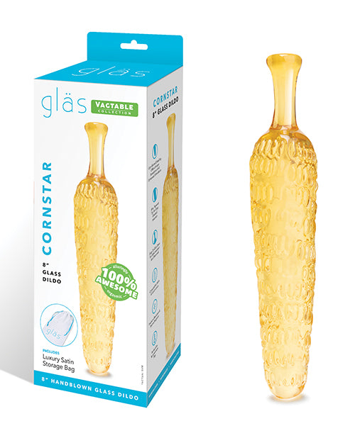 Glas 8-Inch Textured Glass Dildo with Corn-Inspired Design