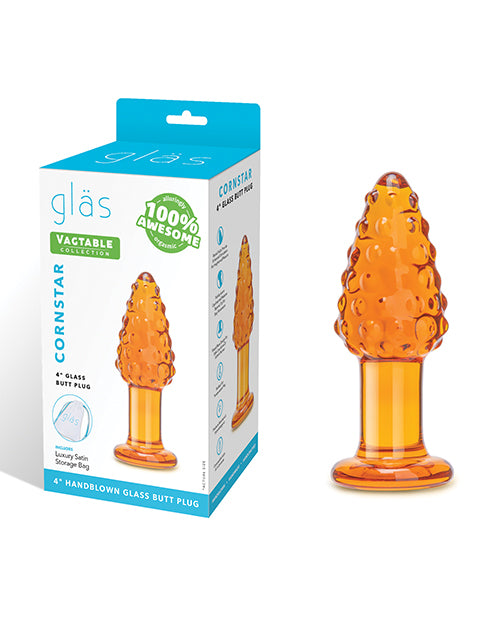 Glas 4-Inch Cornstar Glass Butt Plug with Tapered Tip