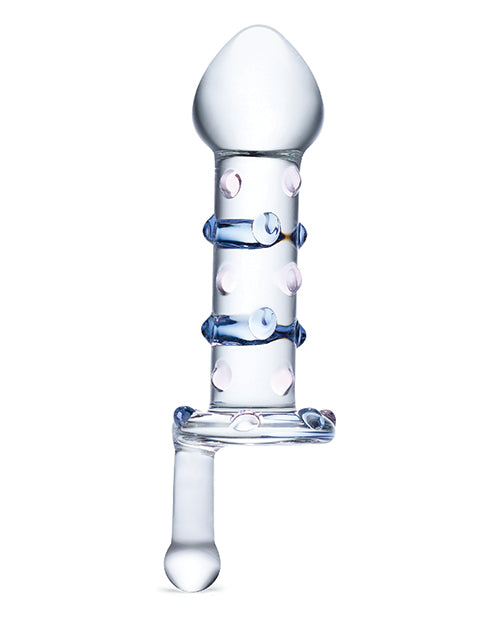 Glas Candy Land Juicer Pink Glass Dildo with Rotary Handle