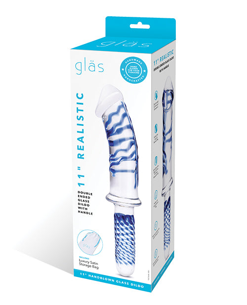 Glas Double Ended Glass Dildo Blue Realistic Curved Shaft Borosilicate for Versatile Stimulation
