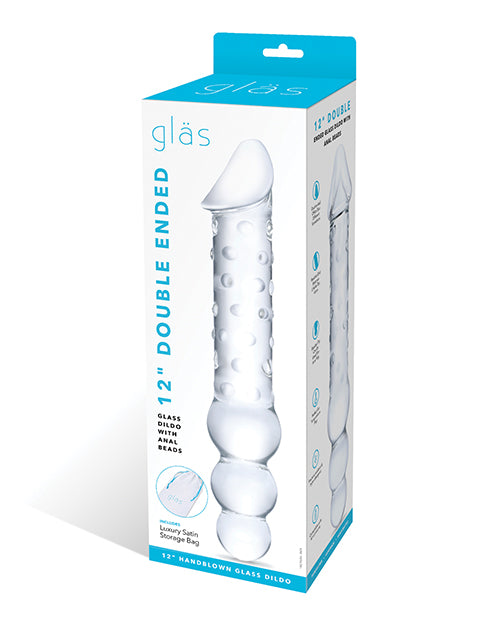 Glas Double Ended Glass Dildo with Realistic Tip and Graduated Anal Beads for Versatile Pleasure
