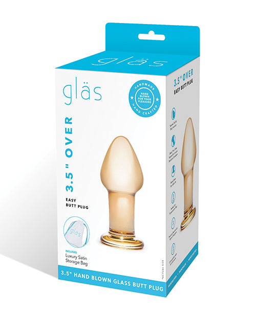 Glas butt plug handcrafted glass wide base honey color for safe and comfortable anal play