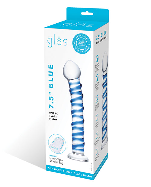 Glas Spiral Glass Dildo with Raised Spiral Texture and Wide Base for G-Spot Stimulation and Safe Penetration