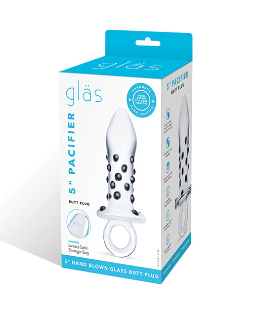 Glas Anal Butt Plug with Tinted Nubs and Wide Base for Enhanced Stimulation and Safe Play