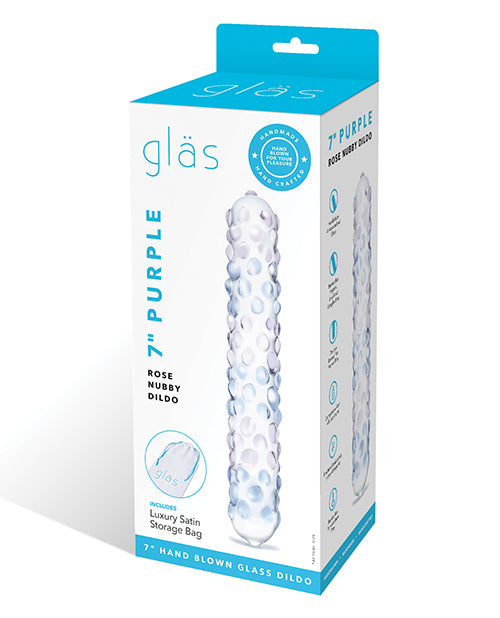 Glas Dildo Purple Rose Nubby Texture Spiraled Glass for Clitoral and G-Spot Stimulation