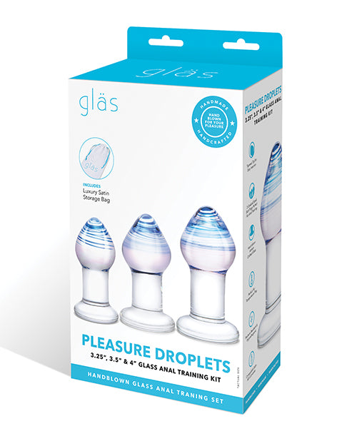 Glas Anal Training Kit glass anal plugs set with tapered tips and flared bases for comfortable and safe anal play