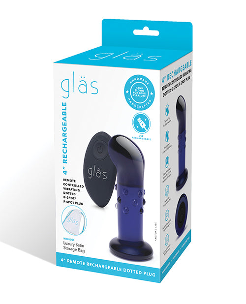 Glas Anal Product Vibrating Plug Curved Tip Dotted Base for Precise G-Spot or P-Spot Stimulation