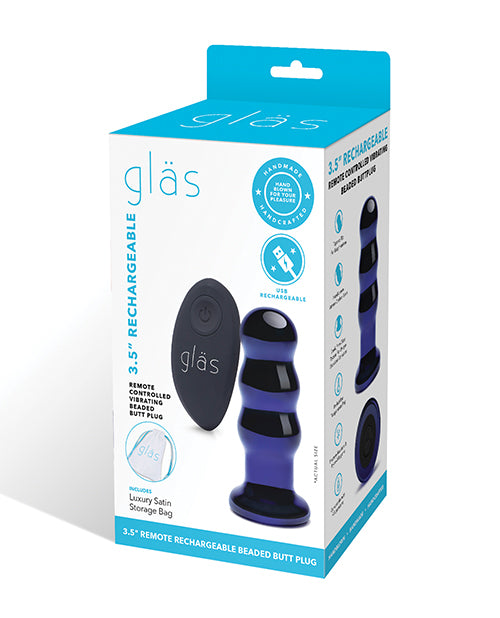 Glas Anal Product Rechargeable Vibrating Beaded Butt Plug with Wireless Remote for Beginner-Friendly Anal Stimulation