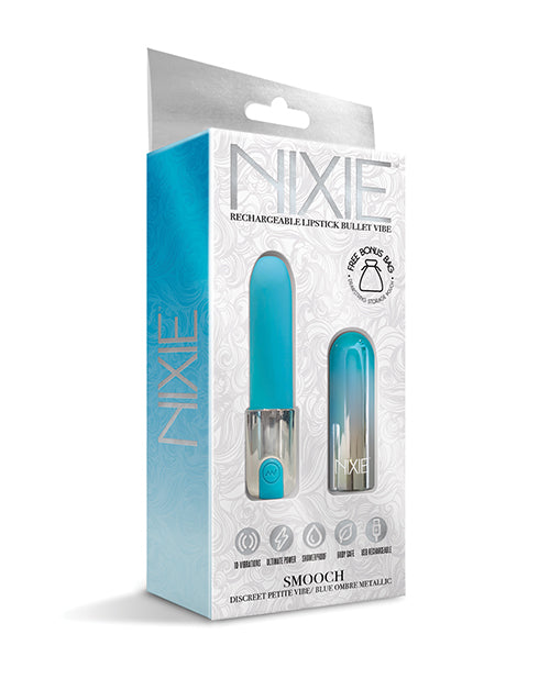 Nixie Lipstick Vibrator Blue Ombre with 10 Vibration Functions and Showerproof Design for Discreet Stimulation