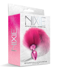 Nixie Anal Products Pink Metallic Butt Plug with Ombre Faux Fur Tail for Playful Sensuality and Comfortable Insertion